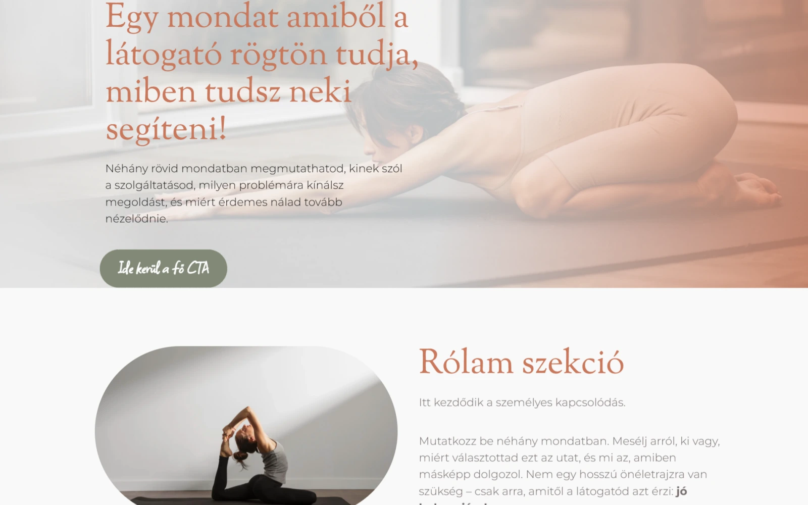 YOGA weboldal koncepció