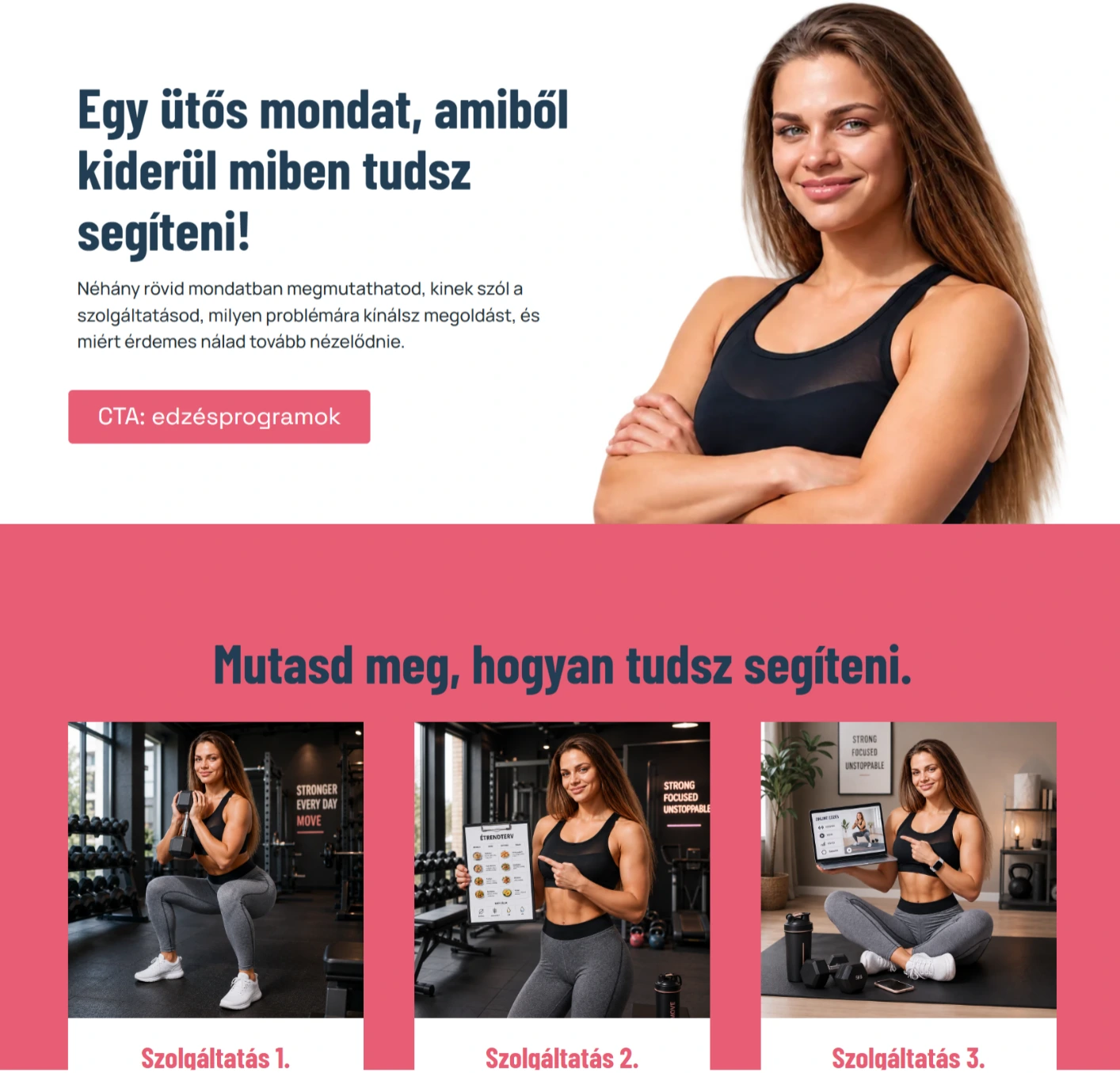 MOVE weboldal koncepció személyi edzőknek