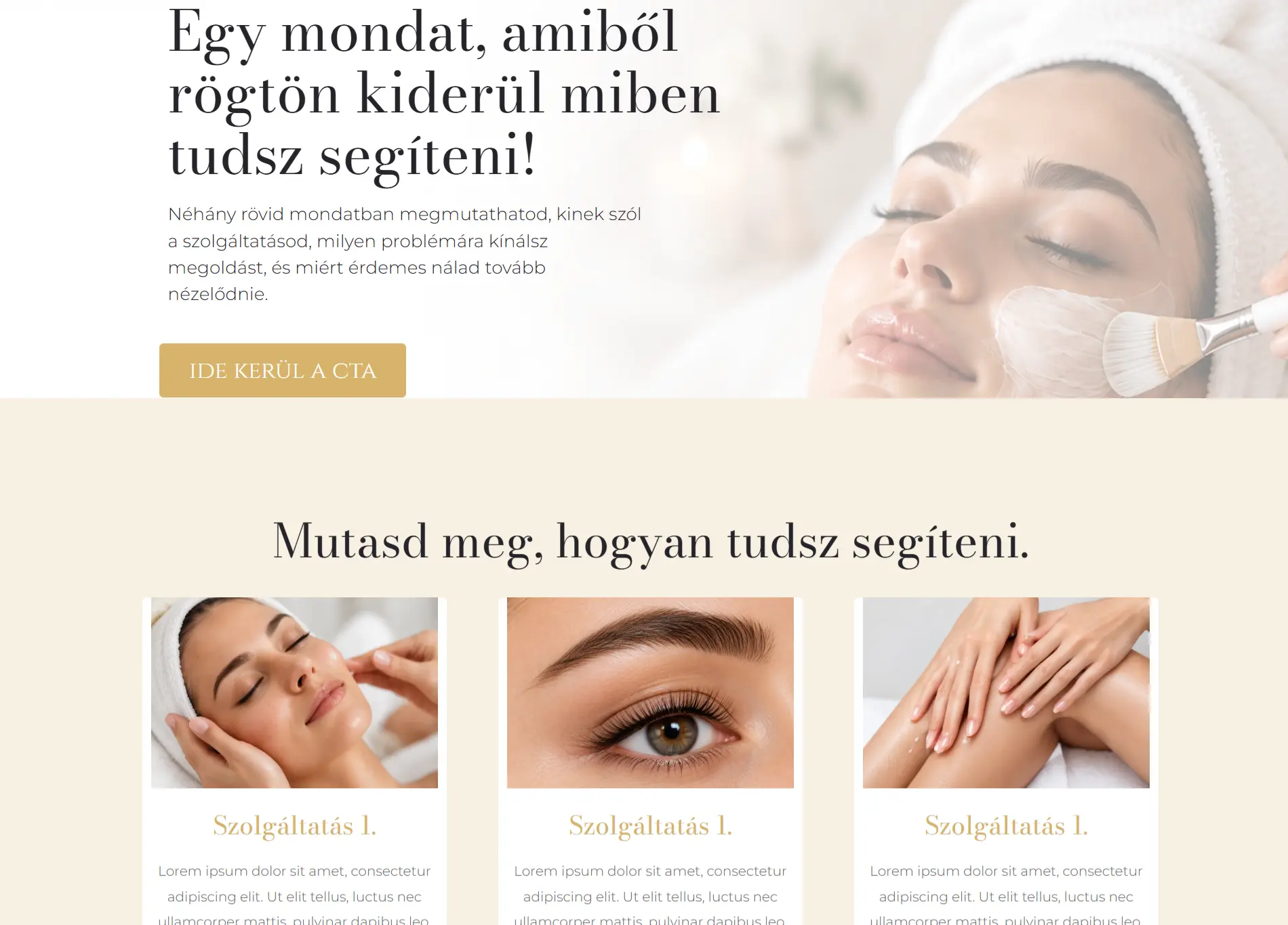 GLOW weboldal koncepció kozmetikusoknak és szépségápolási szakembereknek